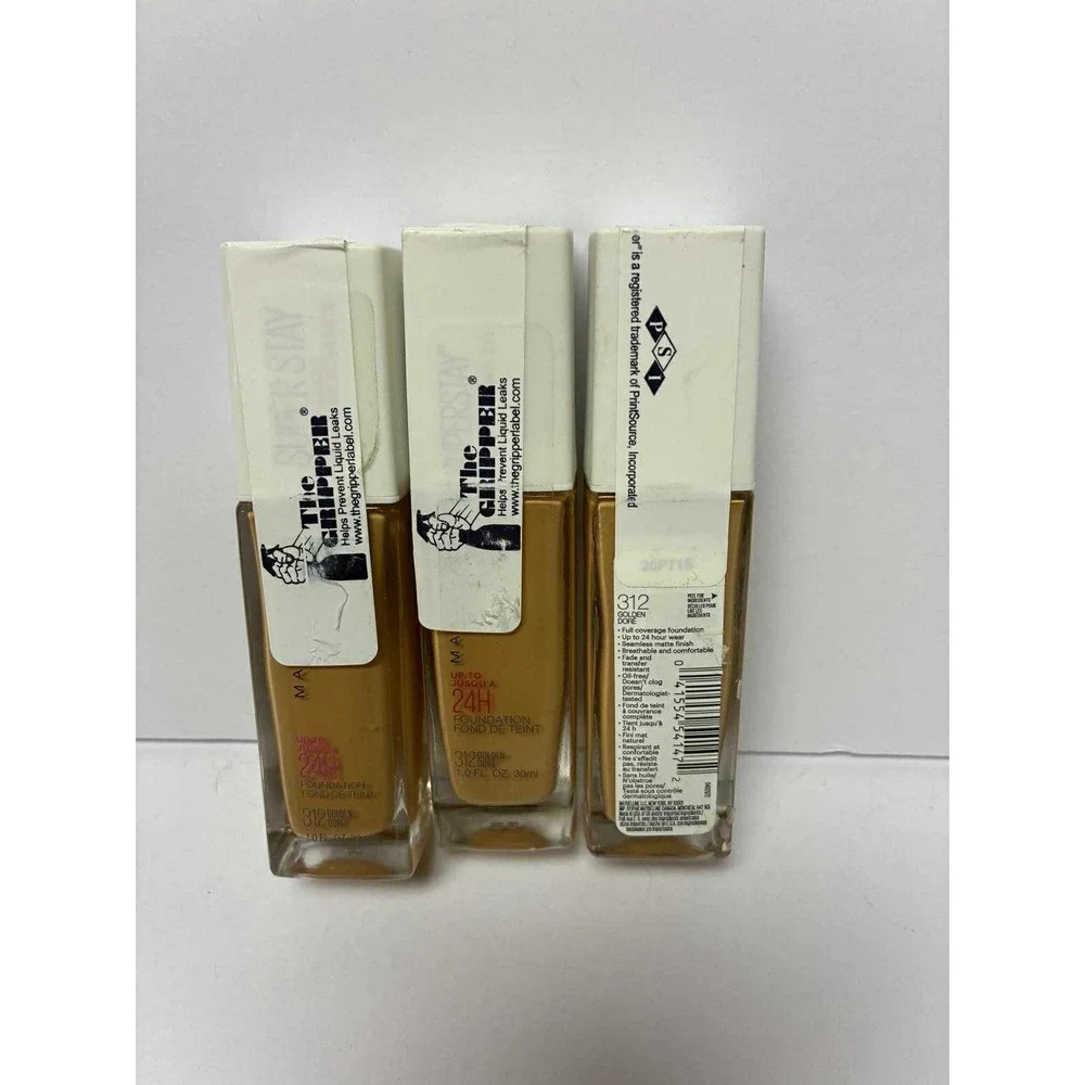 ( LOT OF 3 ) Maybelline SUPER STAY Full Coverage 24Hr Foundation 312 GOLDEN 1oz